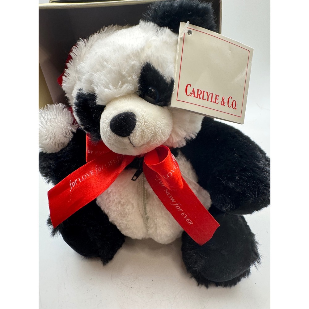 Carlyle Co Panda Bear Plush Red Ribbon "For Love For Now For Ever" Gift Box